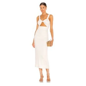 Shona Joy Fitted Cut Out MIDI Dress in Ivory